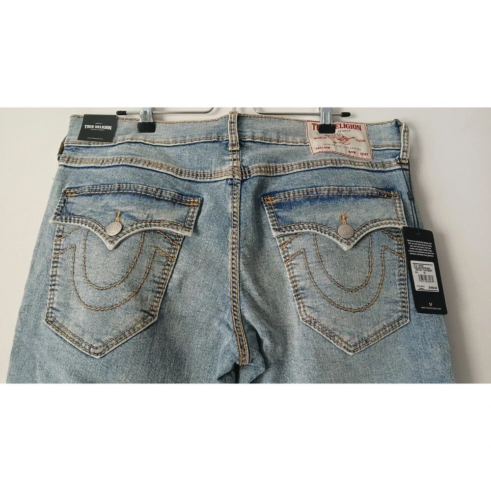 NEW TRUE RELIGION Size 34 Men's Jeans  Light Wash RICKY Relaxed Straight $199